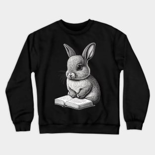Bunny Lover, Easter Rabbit, Bunny Book Reading Crewneck Sweatshirt